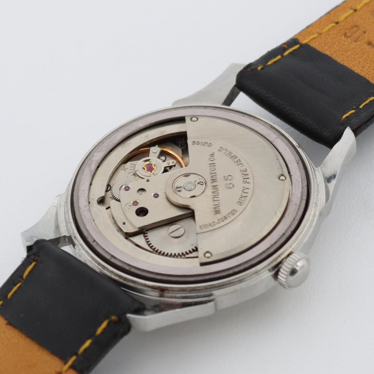 Vintage Waltham "65" 65 Jewel Men's Automatic Wristwatch AS 1580 Steel Linen