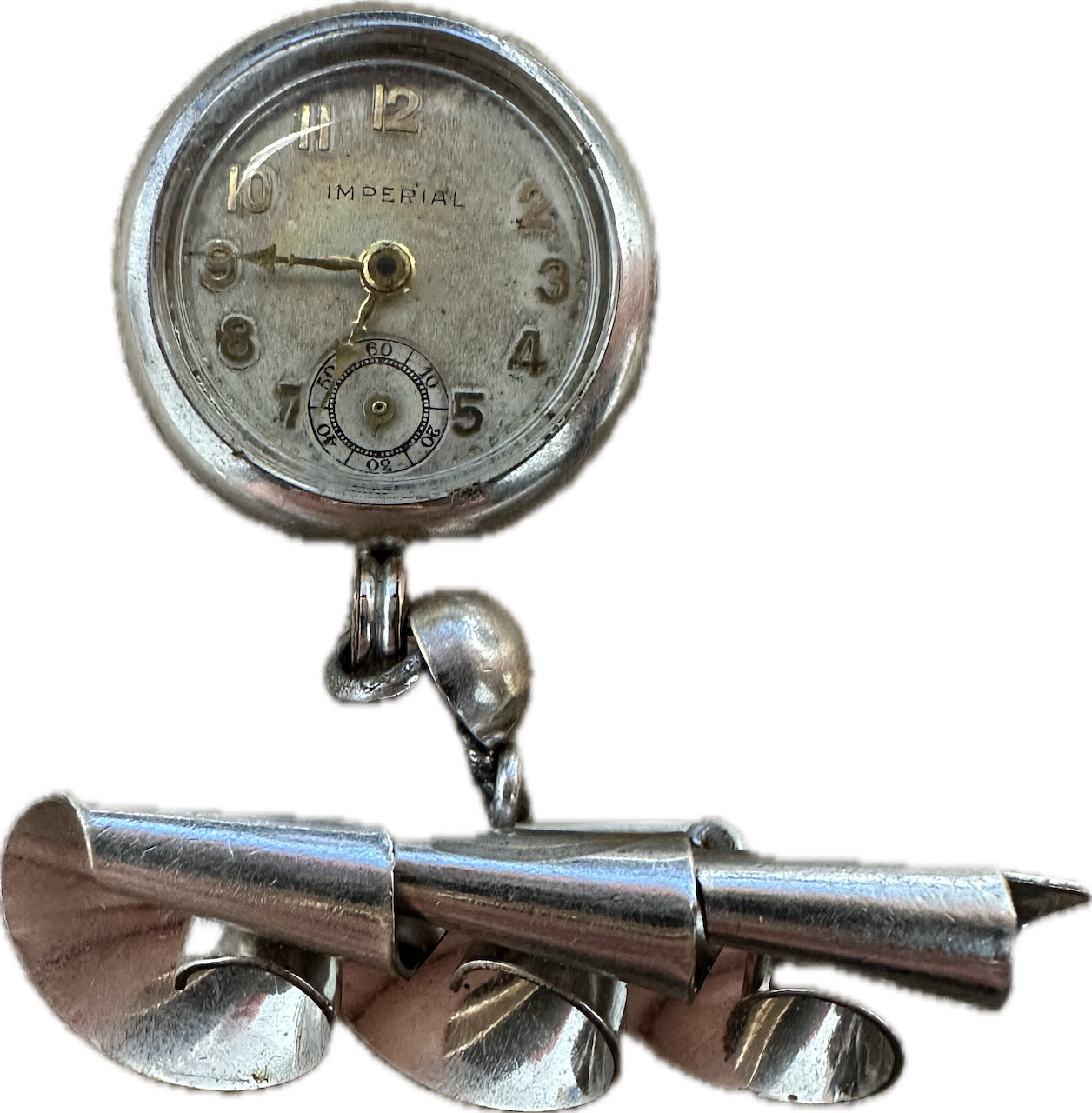 Antique 21mm Imperial Clip On Pendant Pocket Watch 1036 Steel & 10k White RGP