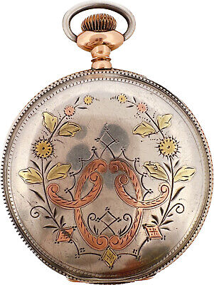 Antique 16S Plymouth Hunter Pocket Watch 171 Sterling Multi Color&Tri-Color Gilt