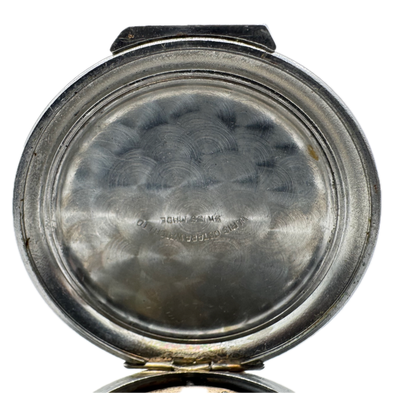 Antique Hydate Black 7 Jewel Mechanical Alarm Pocket Watch Steel Swiss Made