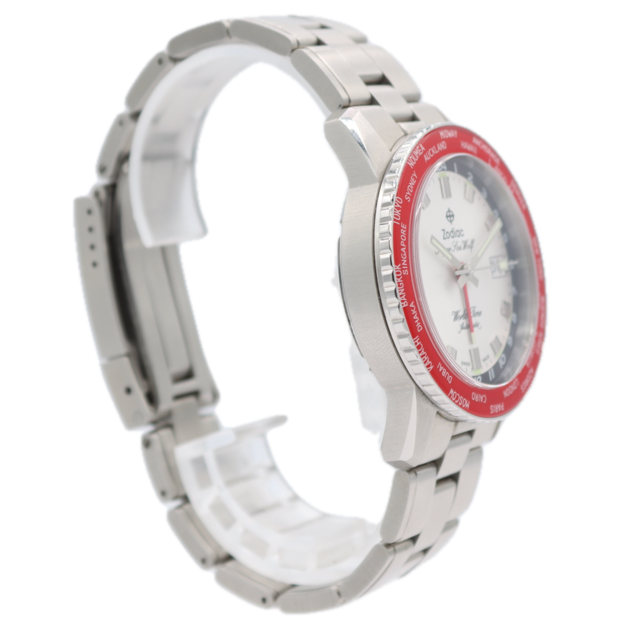 Zodiac Z09410 Super Sea Wolf Men's Automatic Wristwatch Swiss Steel W/ Box&Docs