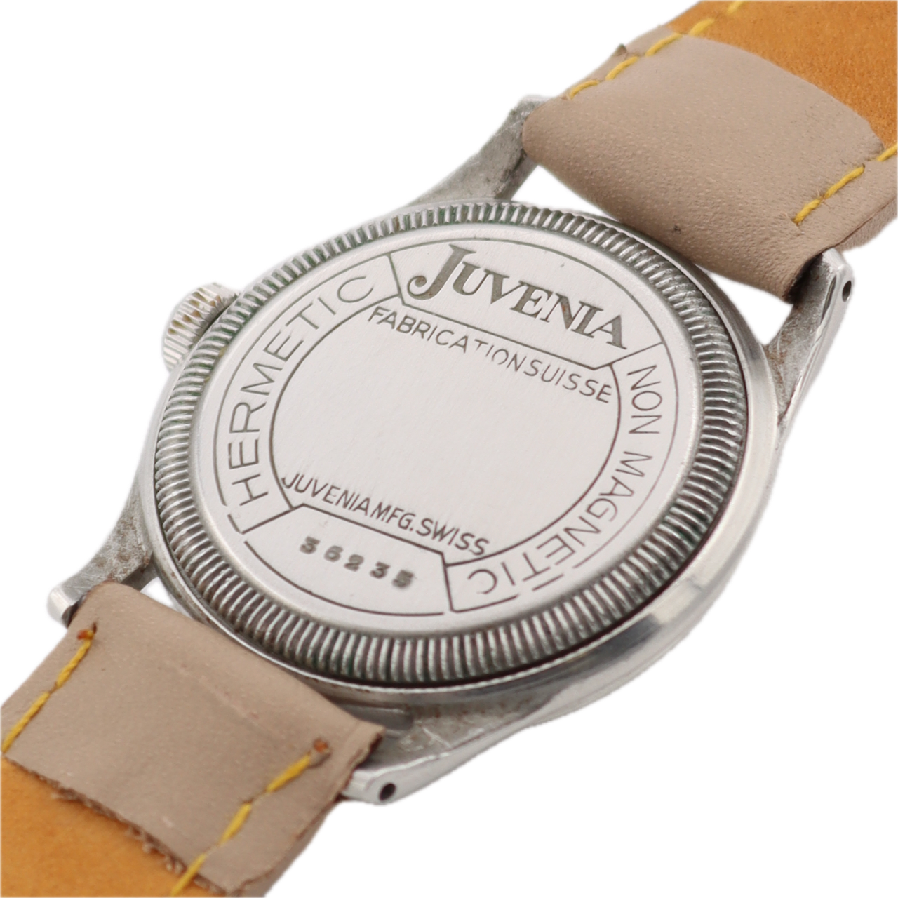 Vintage 33mm Juvenia Military Style Men's Mechanical Wristwatch Swiss Steel