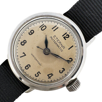 Vintage Eterna 17 Jewel Ladies Bumper Automatic Wristwatch 1034H Stainless Steel