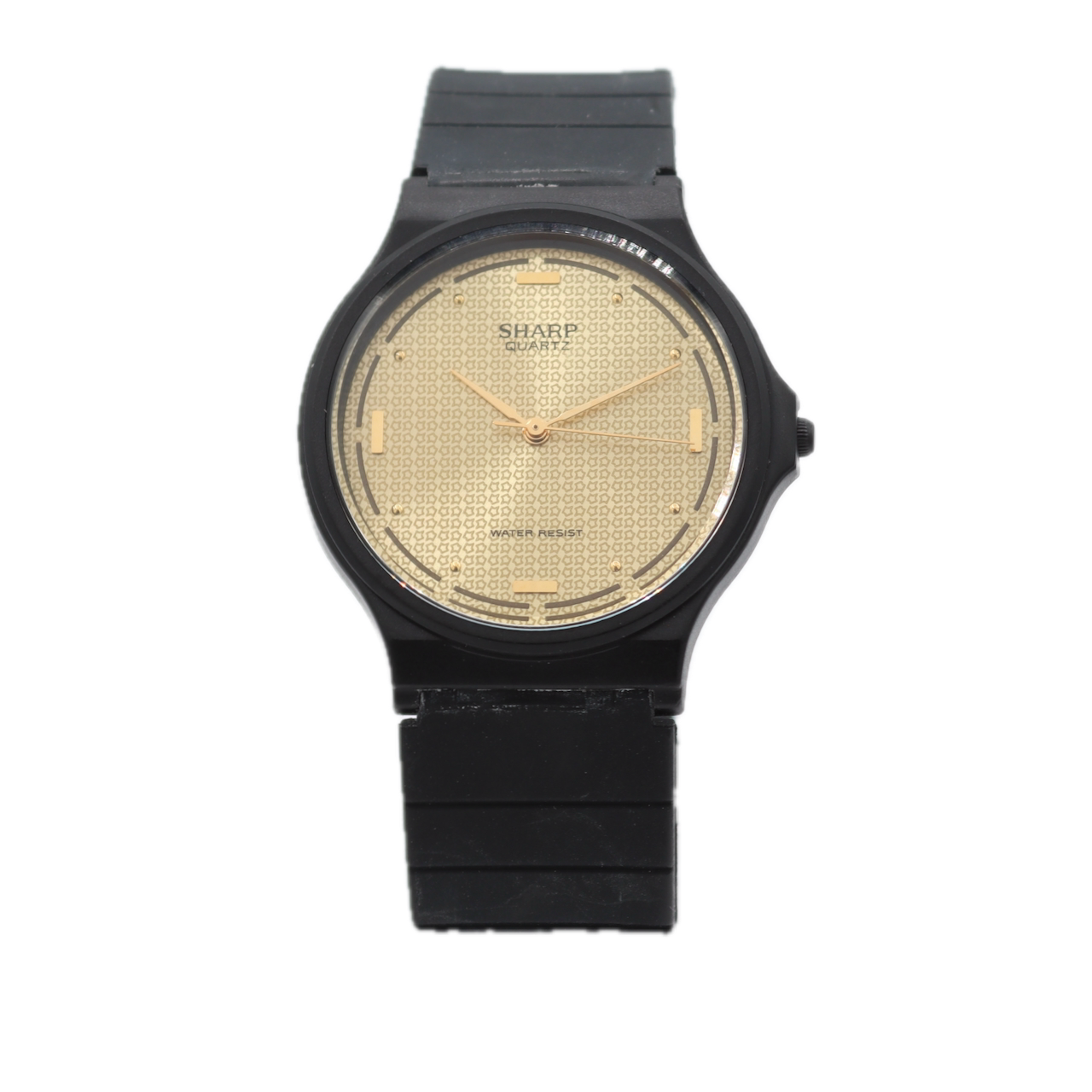 Vintage Sharp 383603 Gold Dial Men's Quartz Wristwatch Japan PVD CoatedWith Box