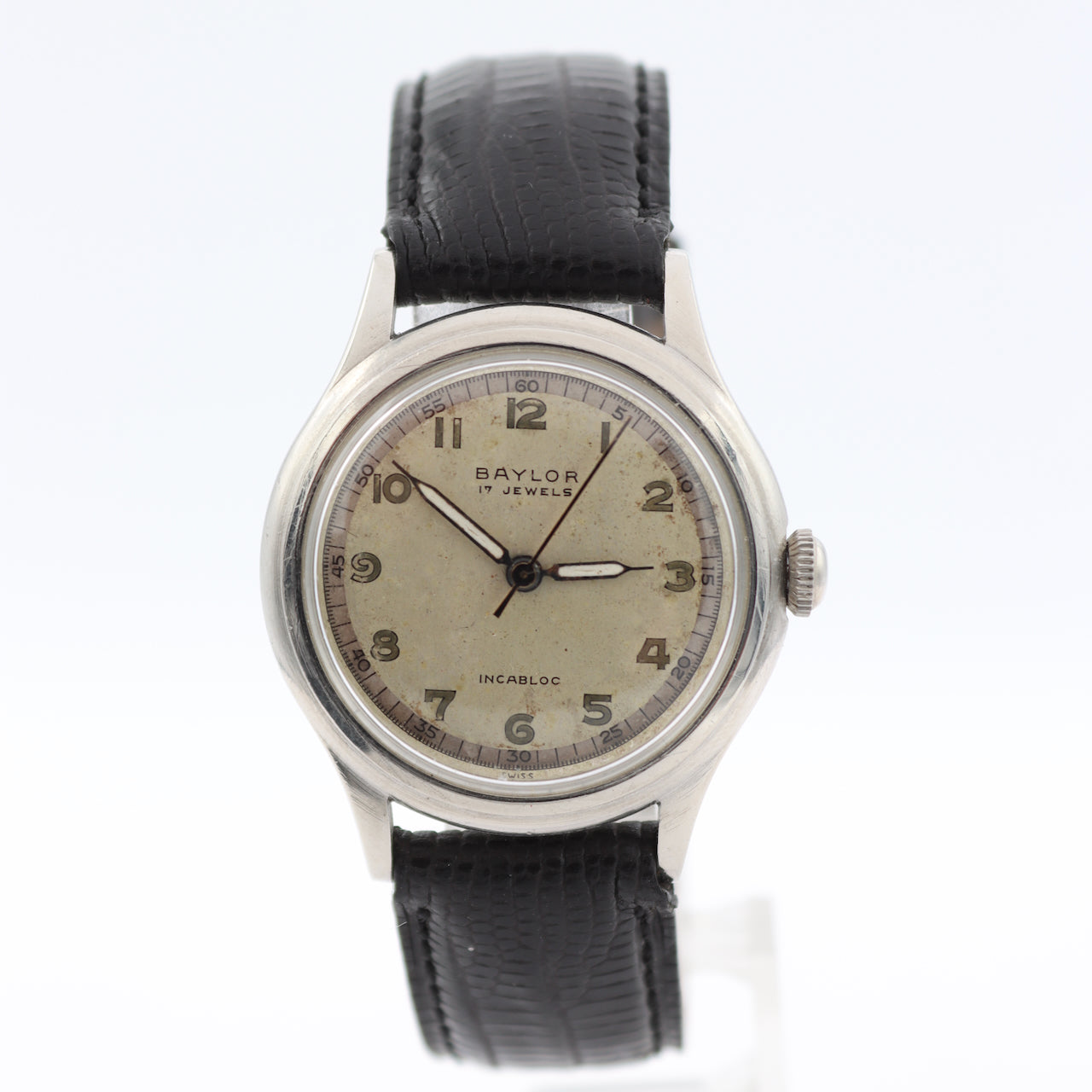 Vintage 31.5mm Baylor Men's Mechanical Wristwatch AS 1686 Steel Brevet Case