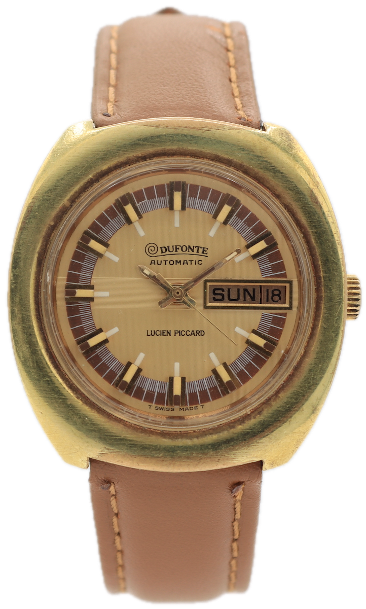 Vintage Lucien Piccard Dufonte Men's Automatic Wristwatch 908 Swiss Gold Tone