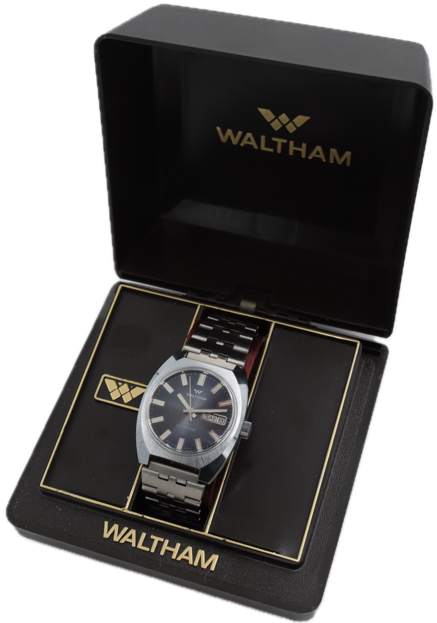 Vintage Waltham 5006-0270 Sunburst Day Date Men's Automatic Wristwatch w/ Box