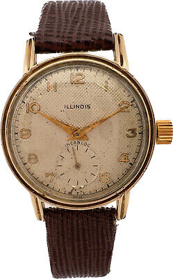 Vintage 31.5mm Illinois 9512 Men's Manual Wristwatch Swiss 10k RGP w Waffle Dial