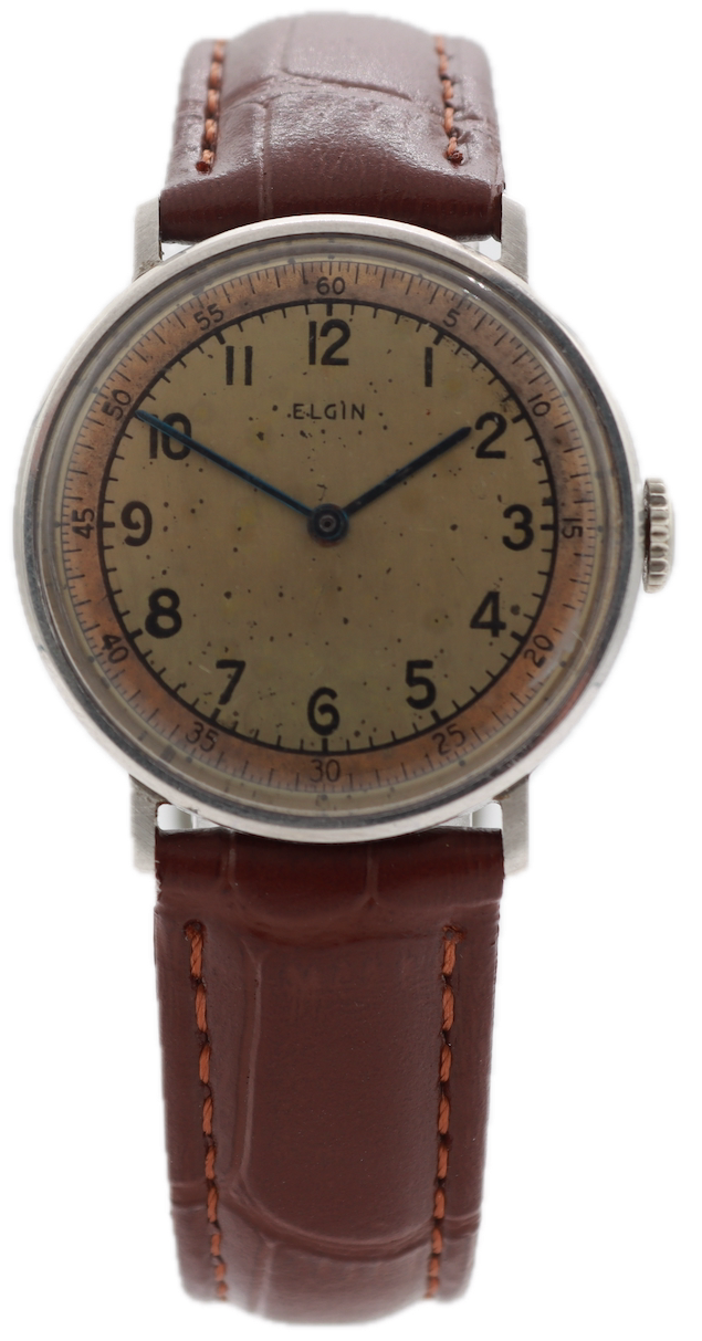Vintage Elgin Tactical Dial Men's Mechanical Wristwatch 532 USA Stainless Steel