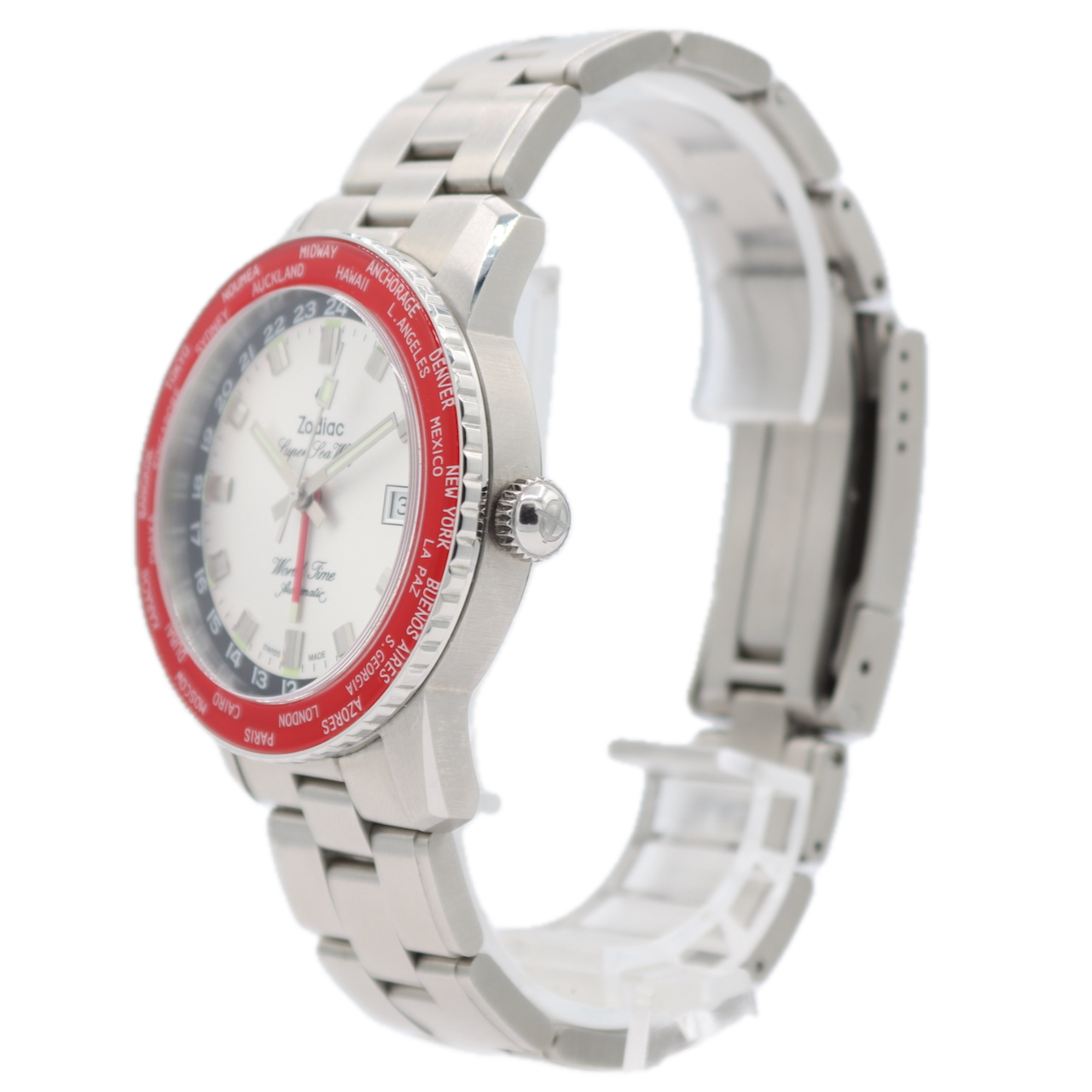 Zodiac Z09410 Super Sea Wolf Men's Automatic Wristwatch Swiss Steel W/ Box&Docs