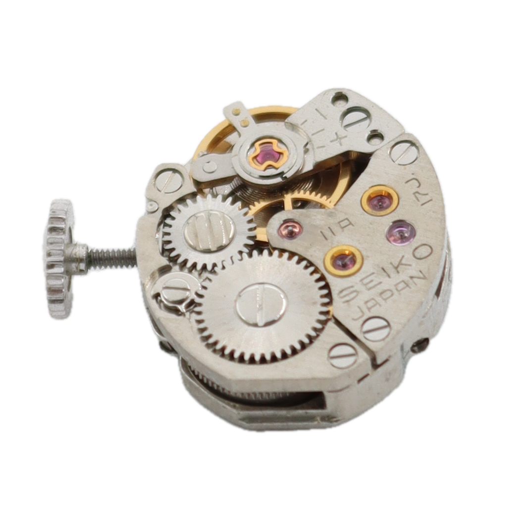 Vintage Seiko Blue Dial Ladies Mechanical Ring Watch Japan White Gold Plated