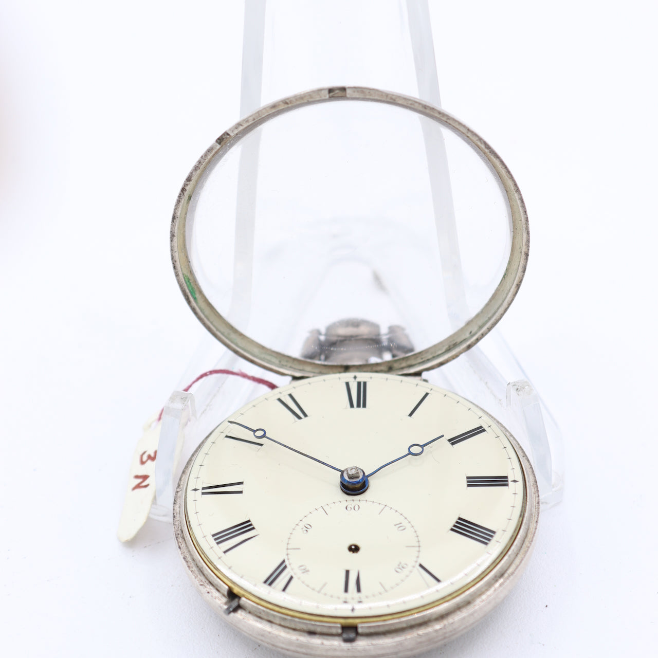 Antique Robinson Swing out Key Wind Fusee Pocket Watch Sterling Pair Case