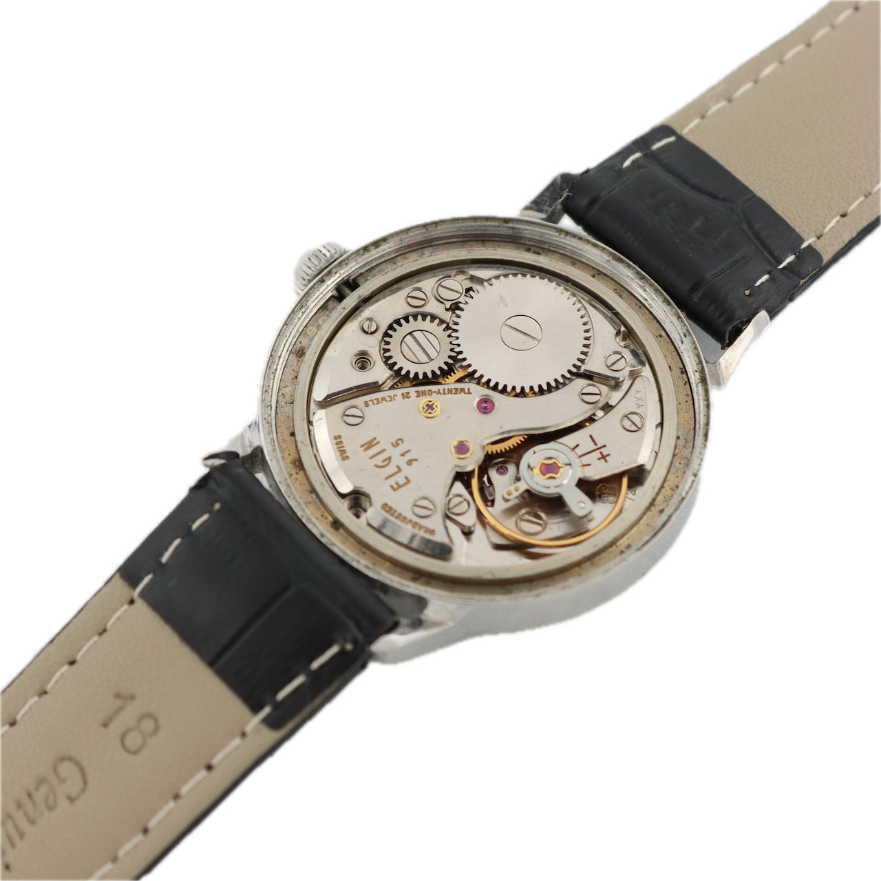 Vintage 33mm Lord Elgin Sunburst Men's Mechanical Wristwatch 915 USA Steel
