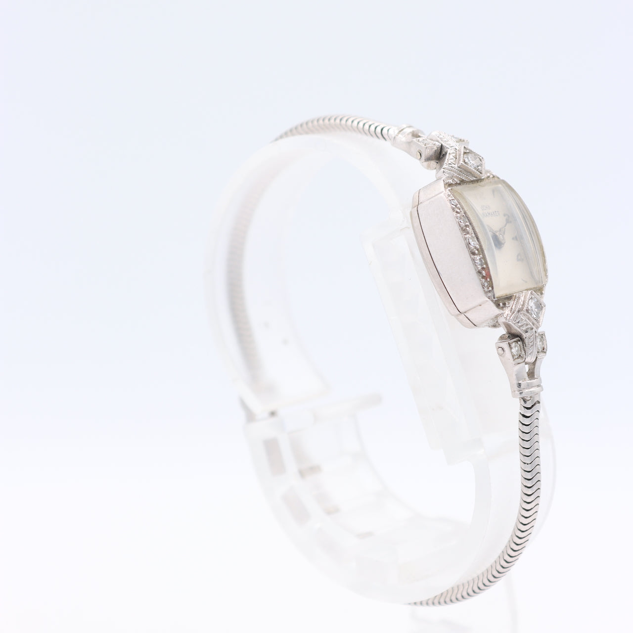 Vintage John Wanamaker Diamond Cocktail Ladies Wristwatch w Platinum Rope Band
