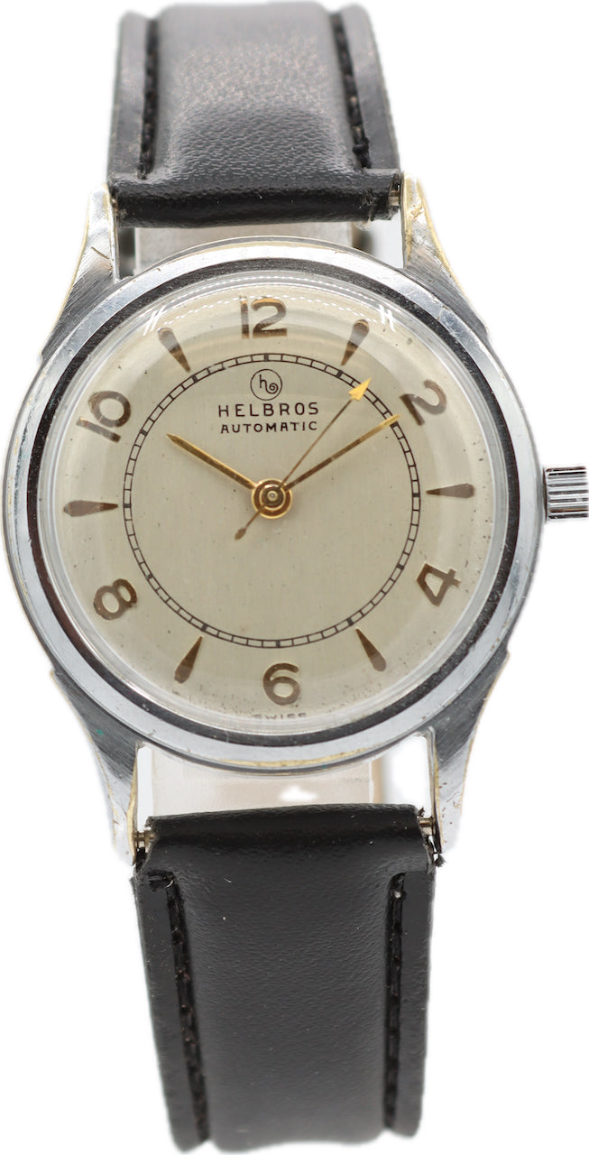 Vintage 32mm Helbros 8601 Men's Bumper Automatic Wristwatch Swiss Steel