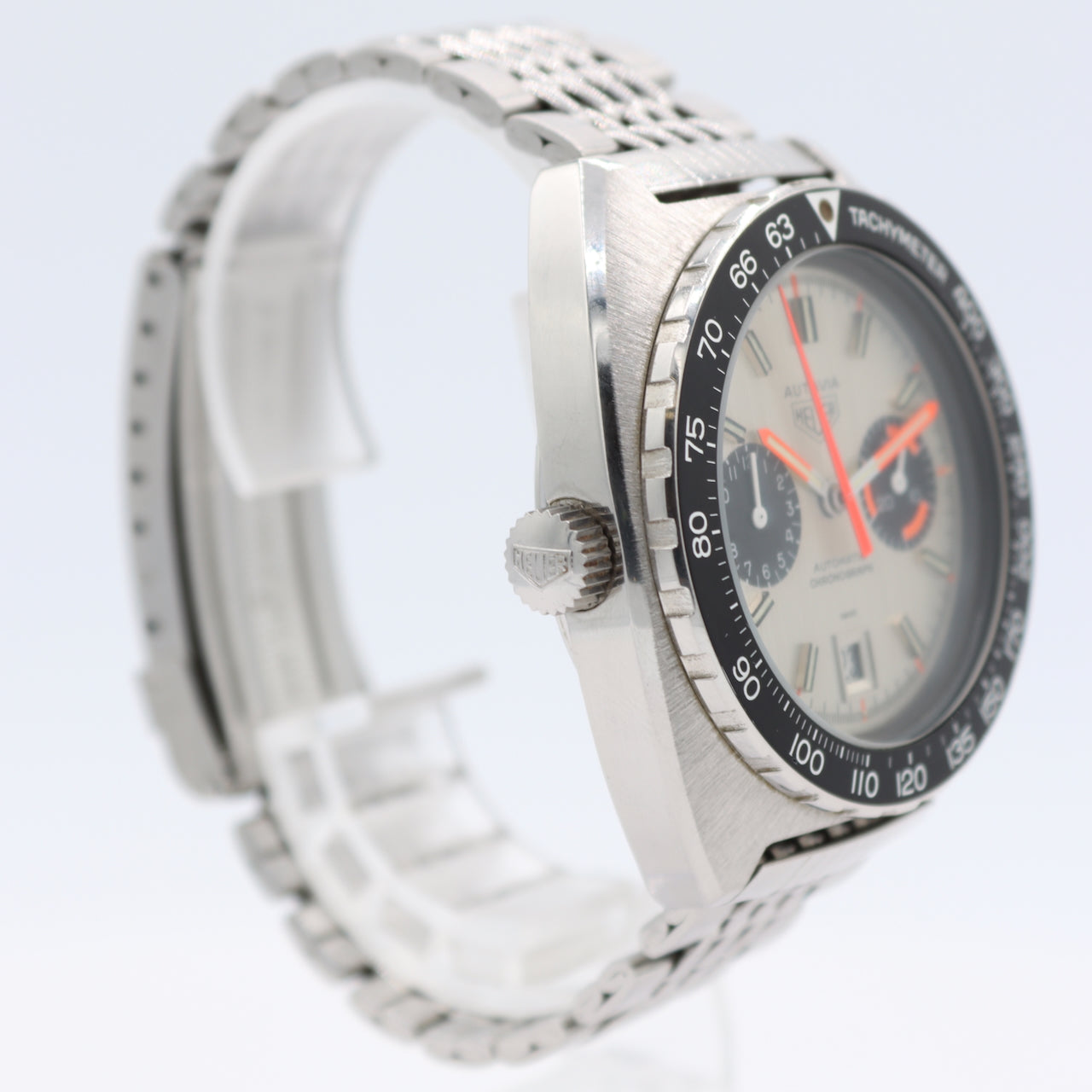 Vintage Heuer 11630 Autavia "Orange Boy" Silver Men's Wristwatch Calibre 12