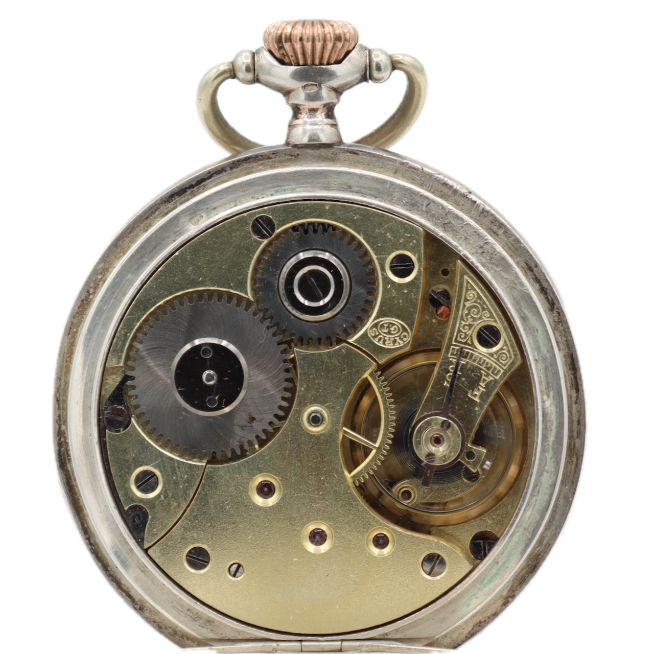 Antique 16s Cyrus G.T. Engraving 15j Mechanical Pocket Watch .800 SilverSwiss