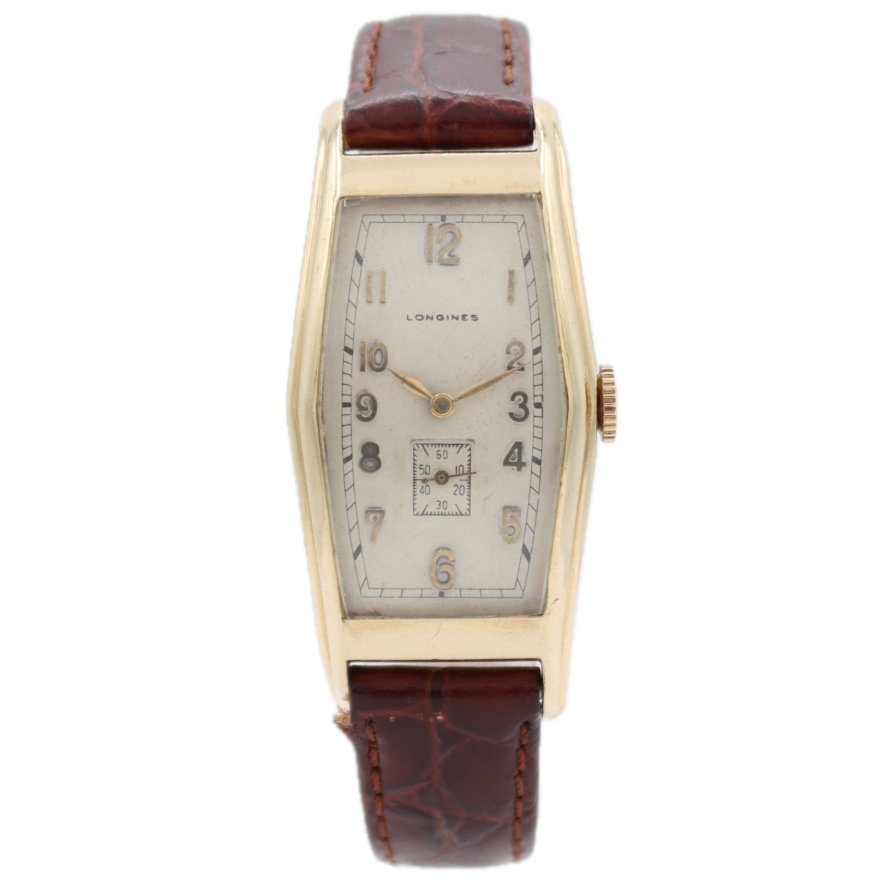 Vintage 23mm 1938 Longines Curved Men's Mechanical Wristwatch 8LN Swiss 10k GF