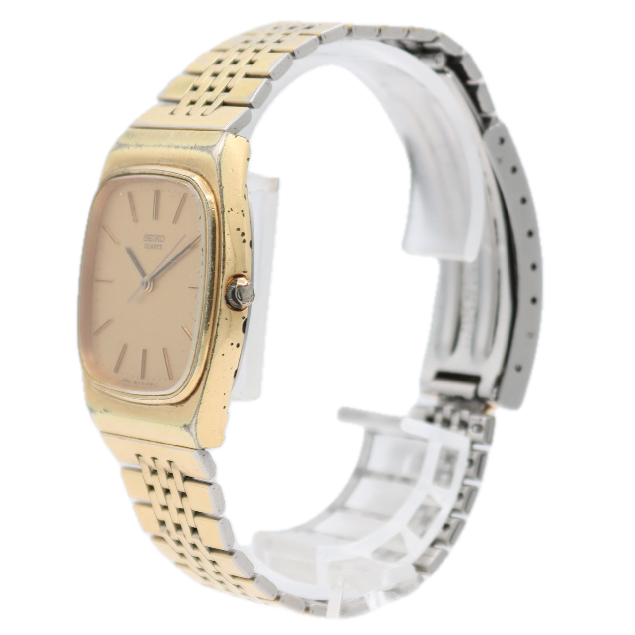 Vintage 31.5mm Seiko 7810-5139 Cushion Men's Quartz Wristwatch Japan Gold Tone
