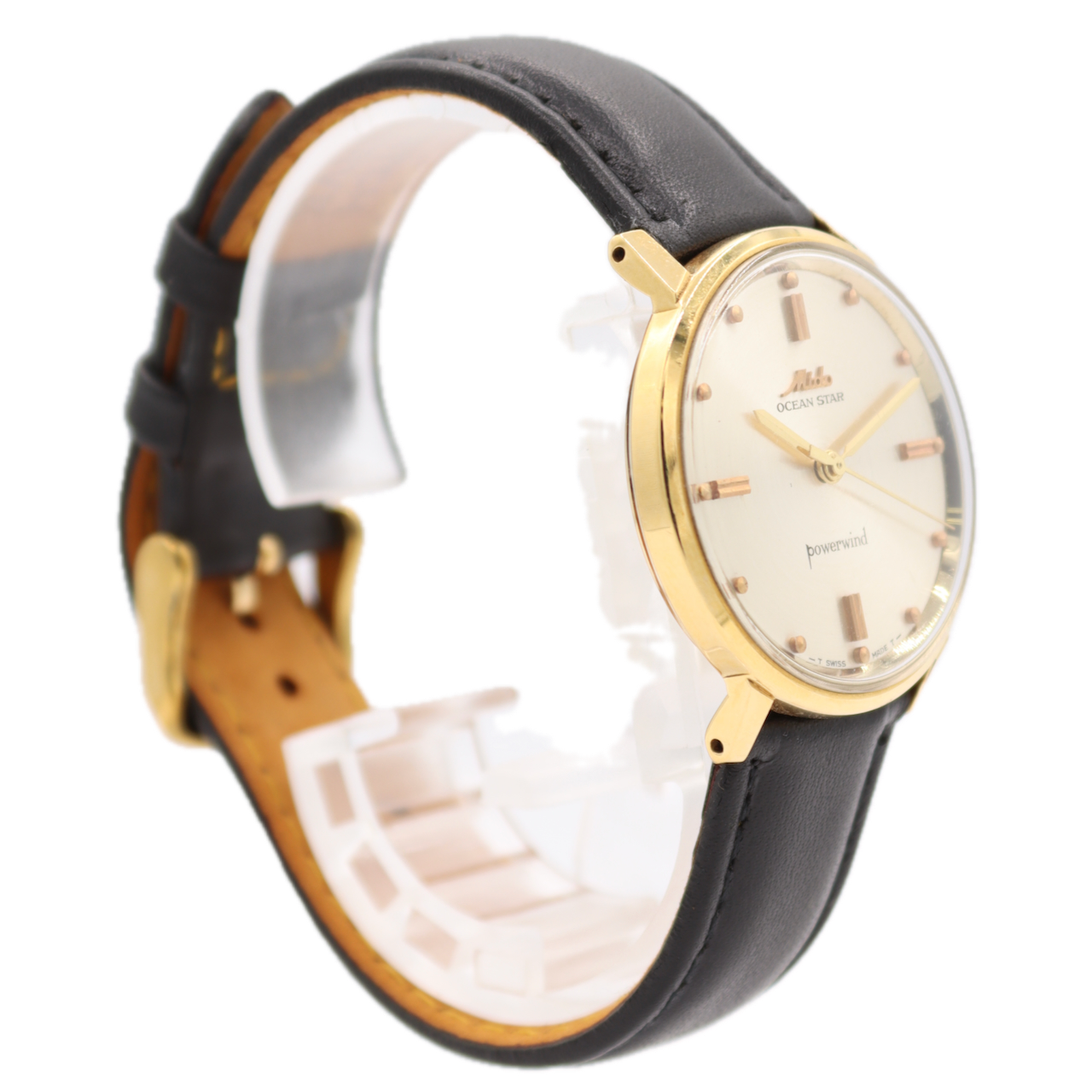 Vintage 33mm Mido Ocean Star Powerwind Men's Automatic Wristwatch Gold Plated