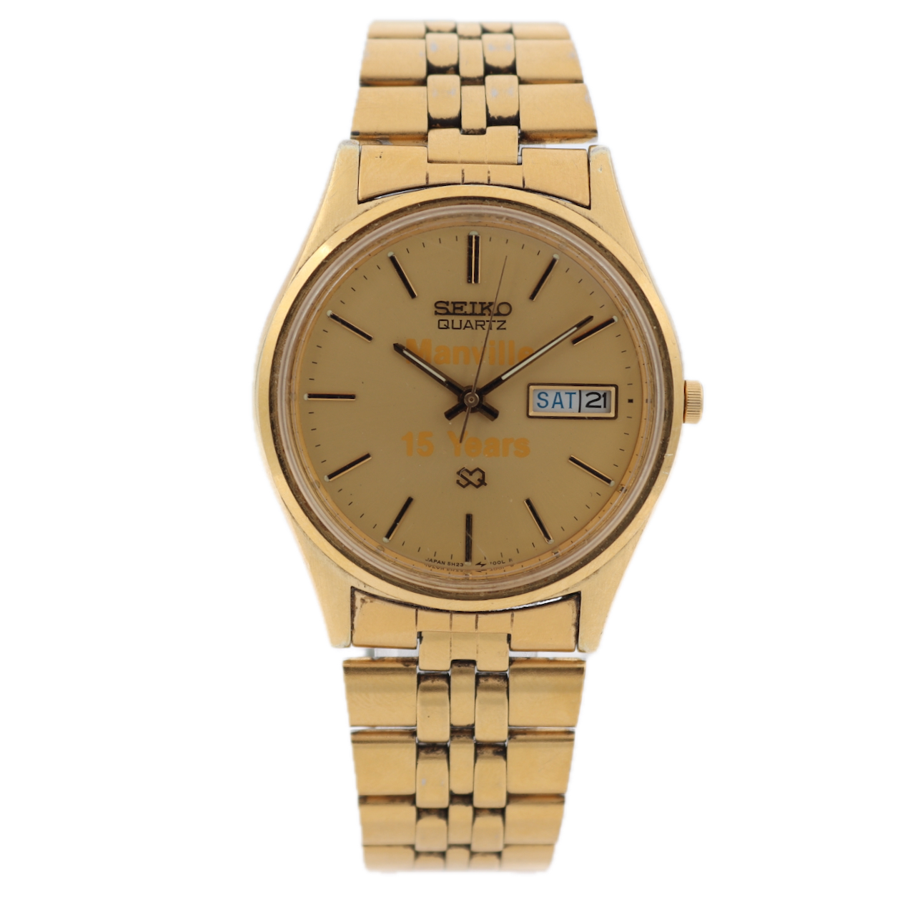 Vintage Seiko 5H23-7009 Gold Dial Men's Quartz Wristwatch 5H23A Japan Gold Tone