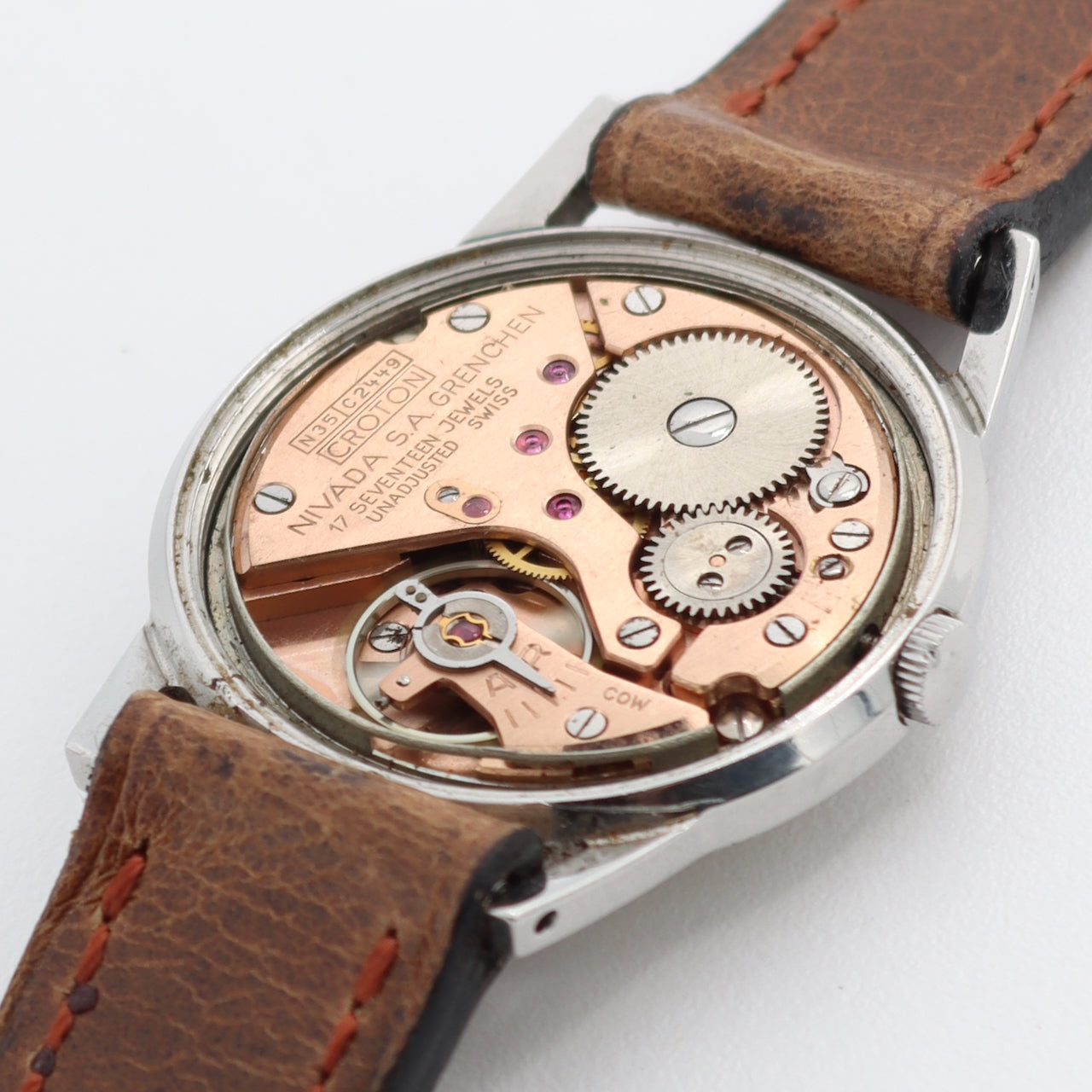 Vintage Croton C2449 Veri Thin 17J Men's Mechanical Wristwatch N35 Swiss Steel