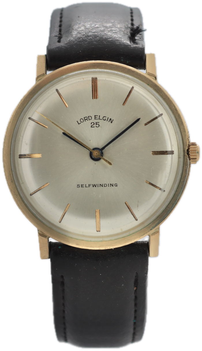Vintage Lord Elgin 25 Sunburst Men's Automatic Wristwatch 10k Gold Filled