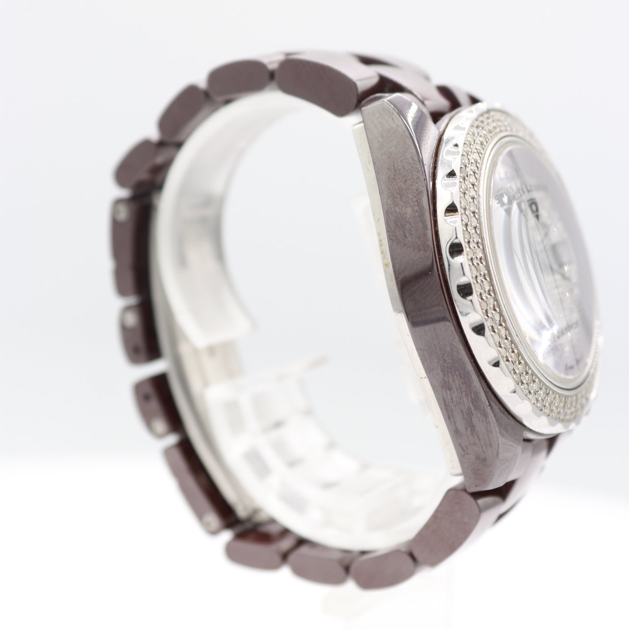 Swiss Legend Karamica Pave Diamond Dial & Bezel Ladies Quartz Wristwatch Ceramic