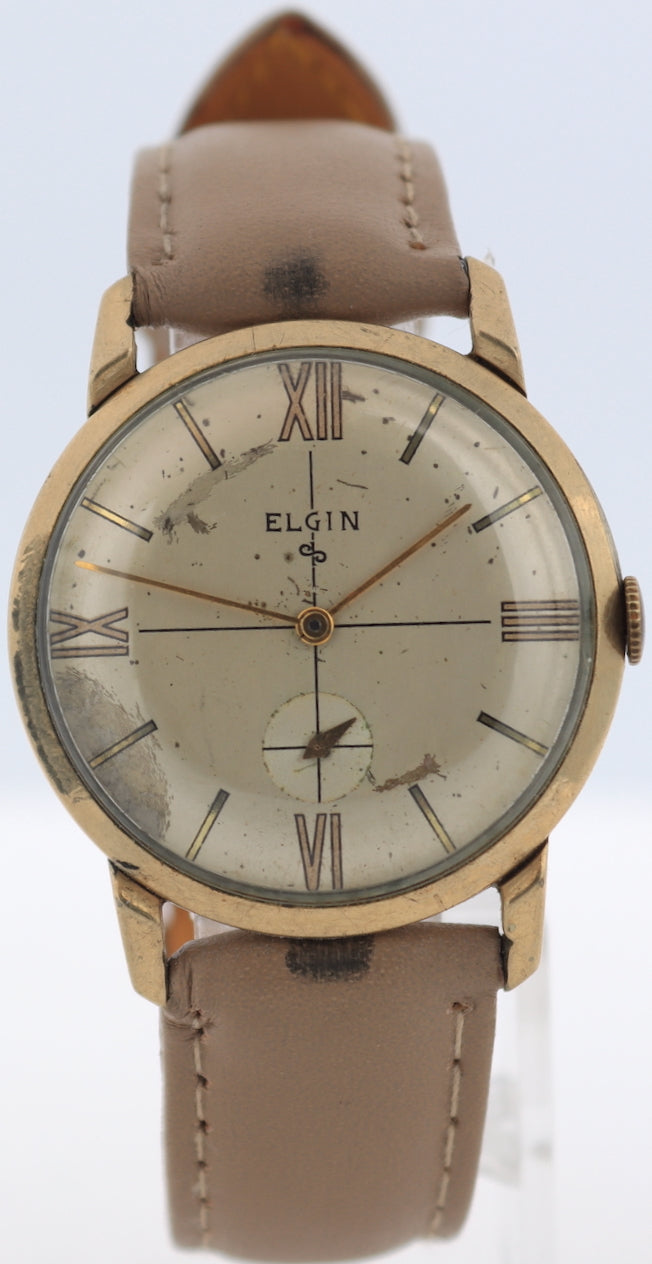 Vintage Elgin 9520 Crosshair Men's Mechanical Wristwatch 712 USA 10k RGP