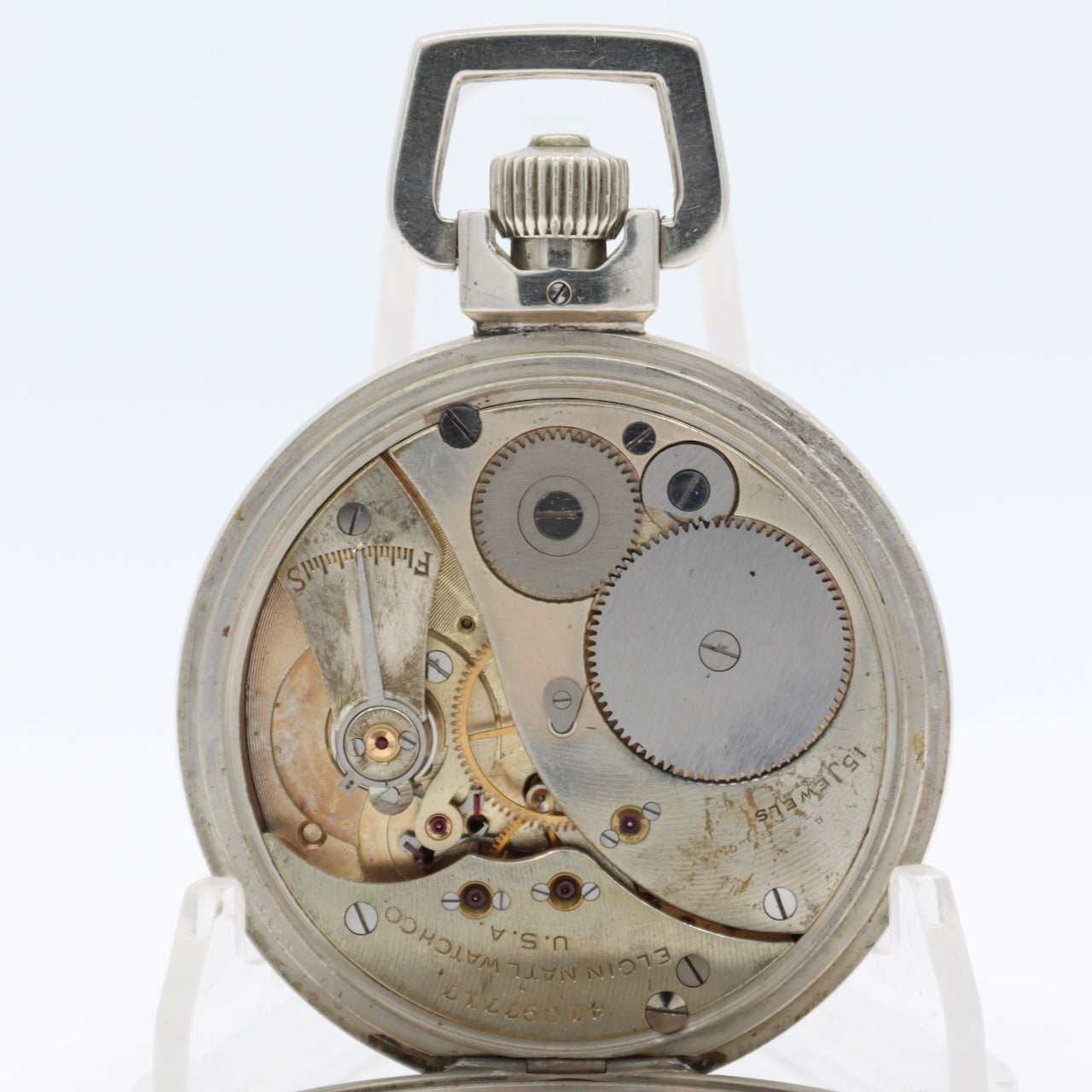 Vintage 1942 Elgin Jitterbug 15 Jewel Mechanical Open Face Stop Watch 582 USA