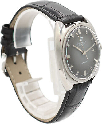 Vintage Jules Jurgensen 17 Jewel Men Automatic Wristwatch Swiss Steel w GrayDial
