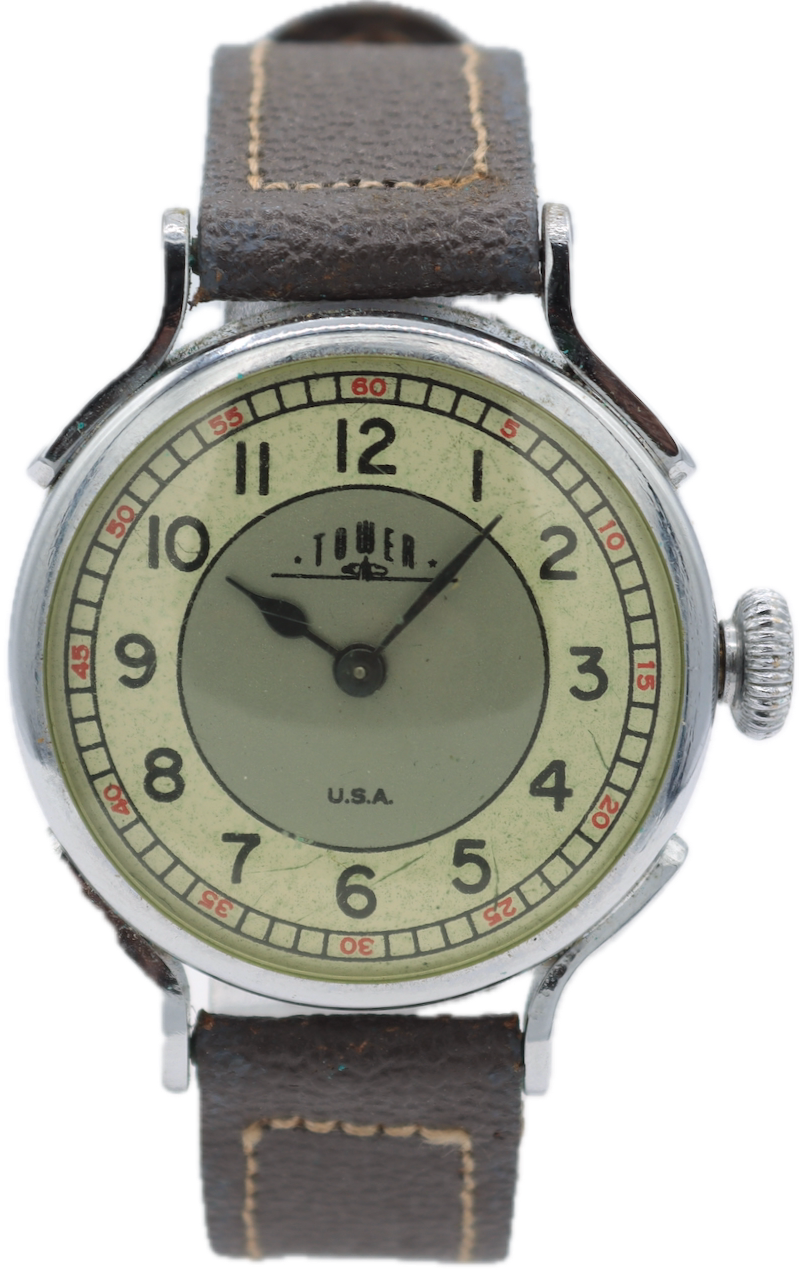 Vintage Ingraham Co Tower Men's Mechanical Wristwatch 51 Chrome Plated Full Set