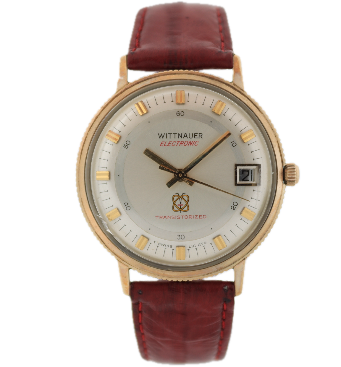 Vintage Wittnauer Coin Edge Date Men's Electronic Wristwatch 11WT Swiss 10k GF