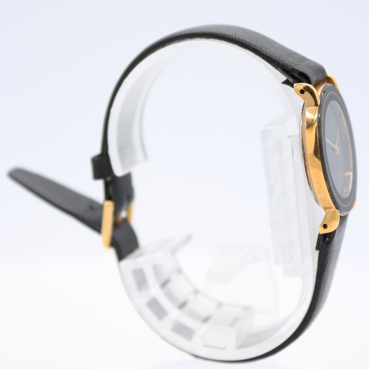 John Player Special 7716-1 Black and Gold Ladies Quartz Wristwatch Gold Tone