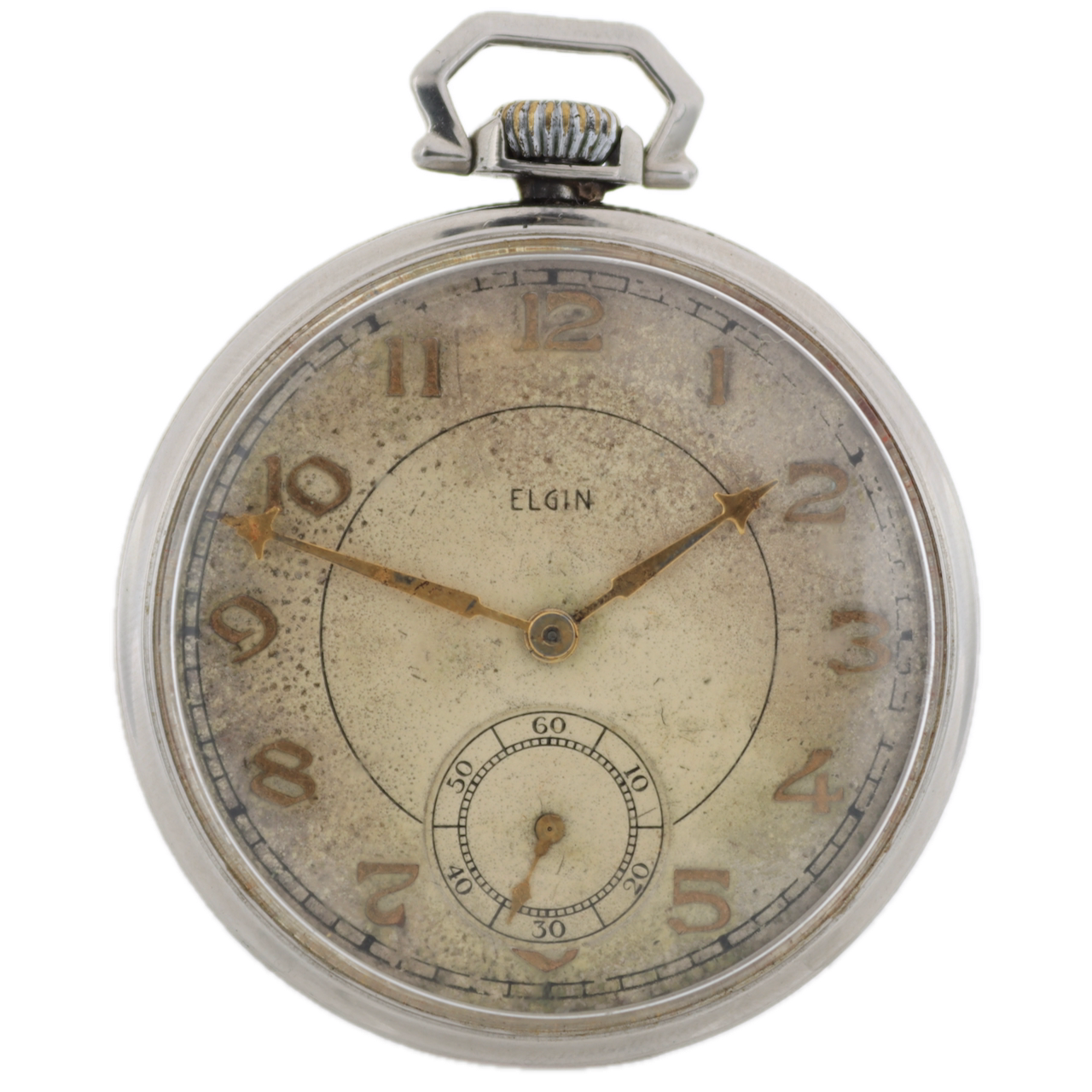 Antique 12 Size Elgin 7 Jewel Mechanical Pocket Watch 496 Steel Running