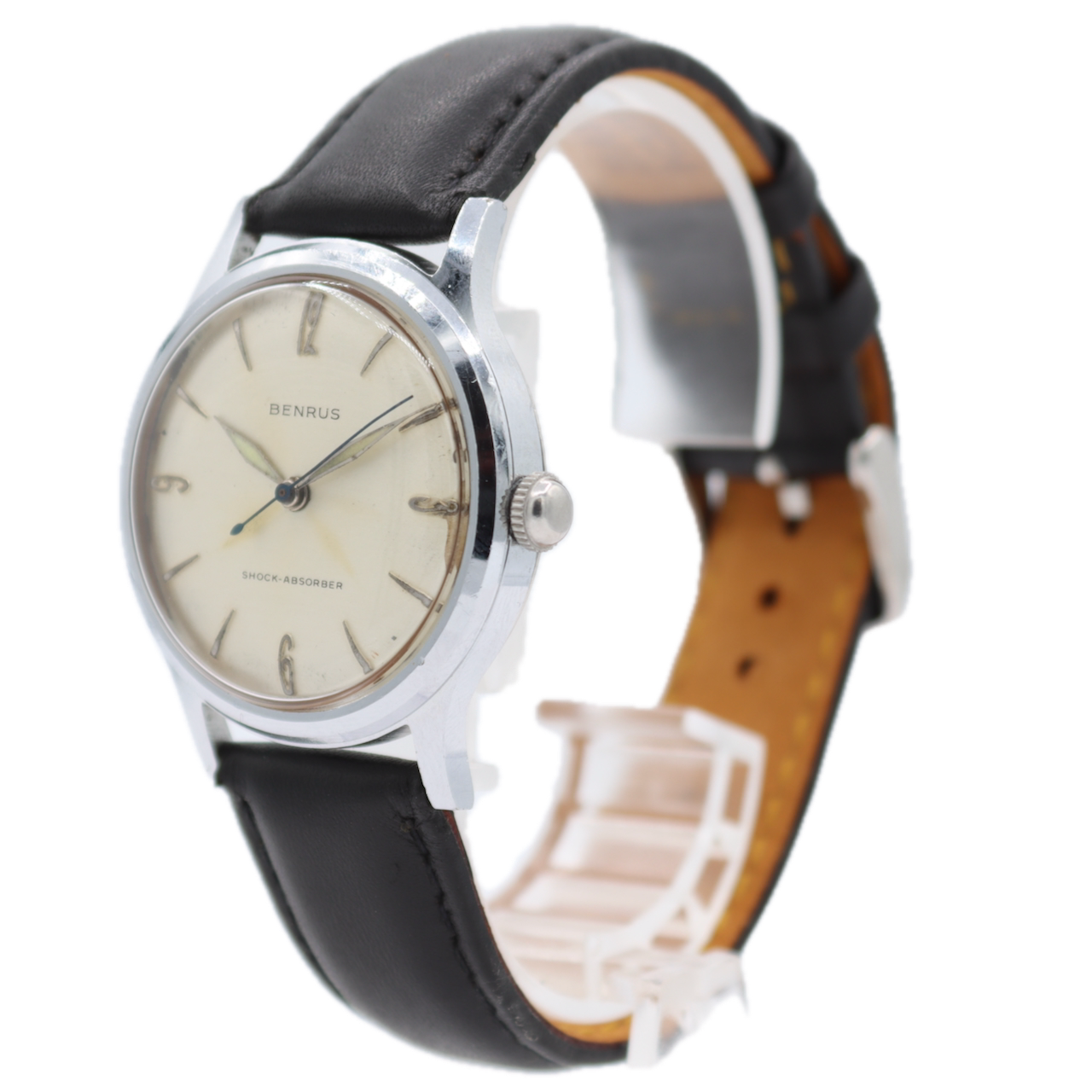 Vintage 33mm Benrus 2155 Men's Mechanical Wristwatch ER23 Swiss Chrome Plated