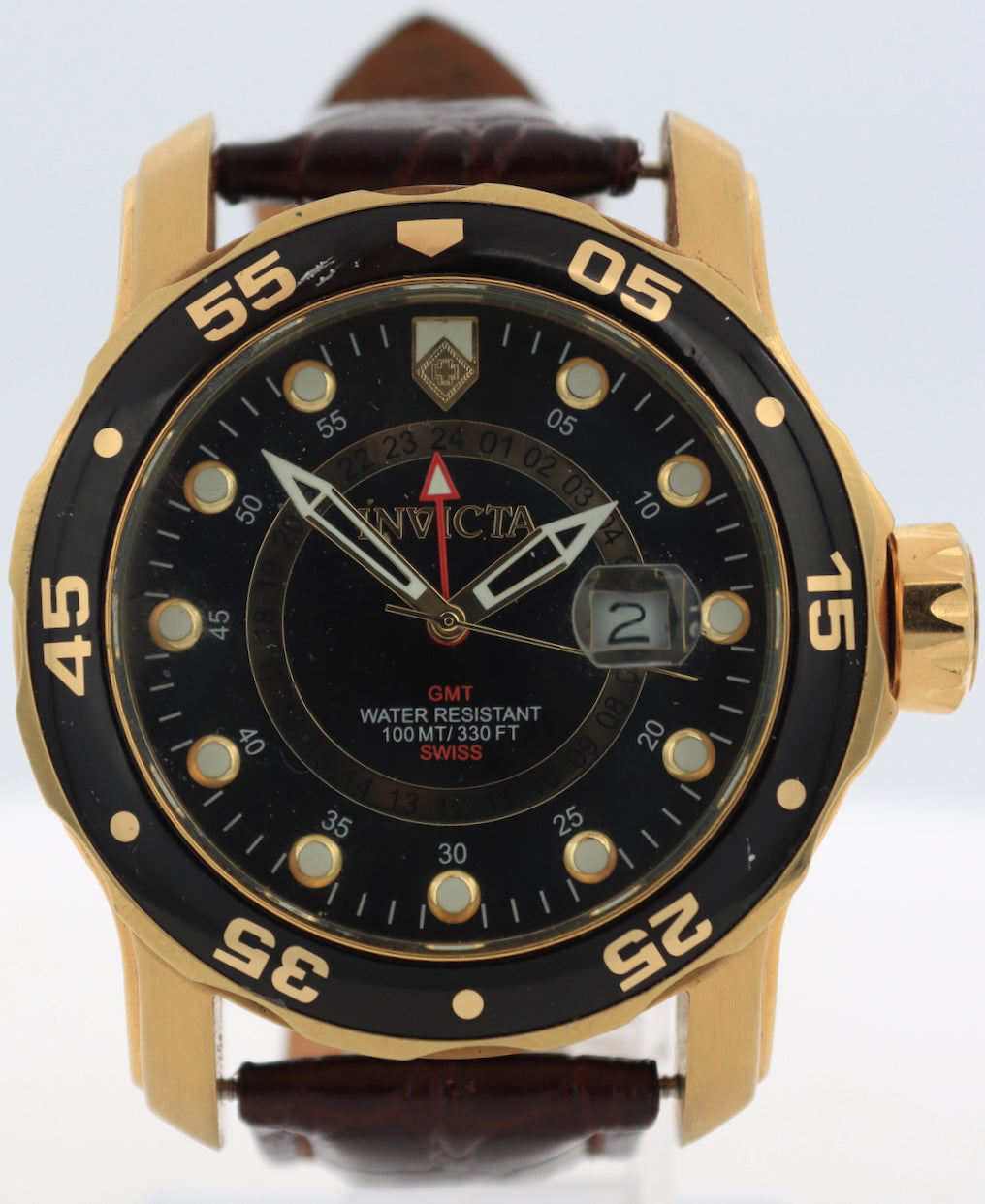 Vintage Invicta 6991 GMT Pro Diver Men's Quartz Wristwatch Swiss Gold Tone
