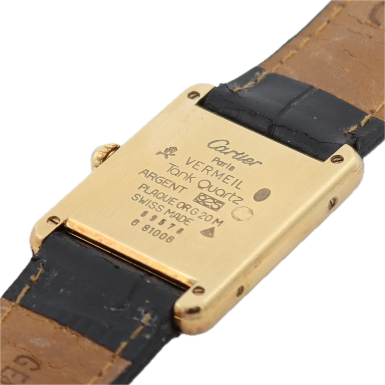 Vintage Cartier 6 81006 Tank Vermeil Men's Quartz Wristwatch Swiss Gold Plated