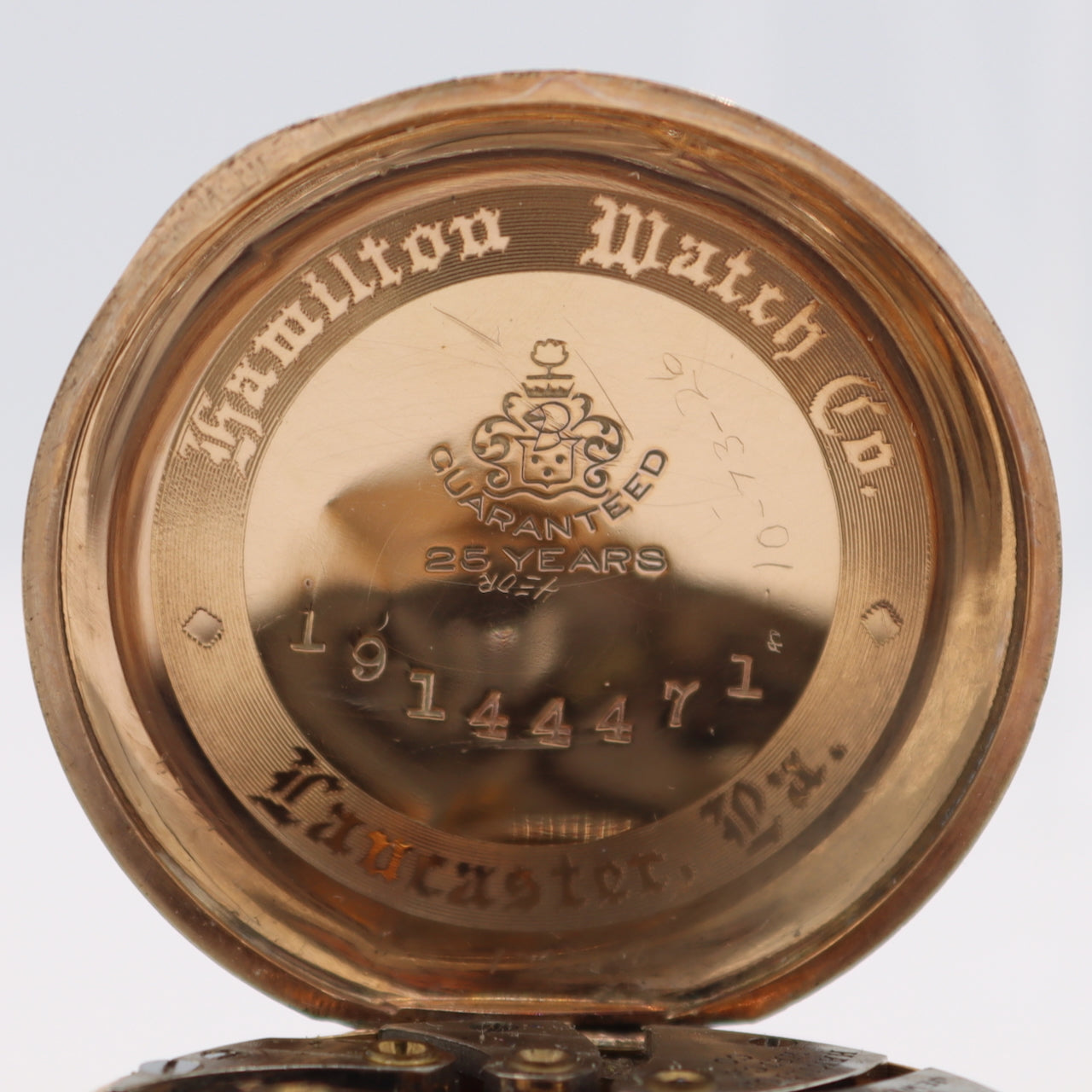 Antique 6/0s 1920 Hamilton Roman Mechanical Pocket Watch 986 25 Year GF USA