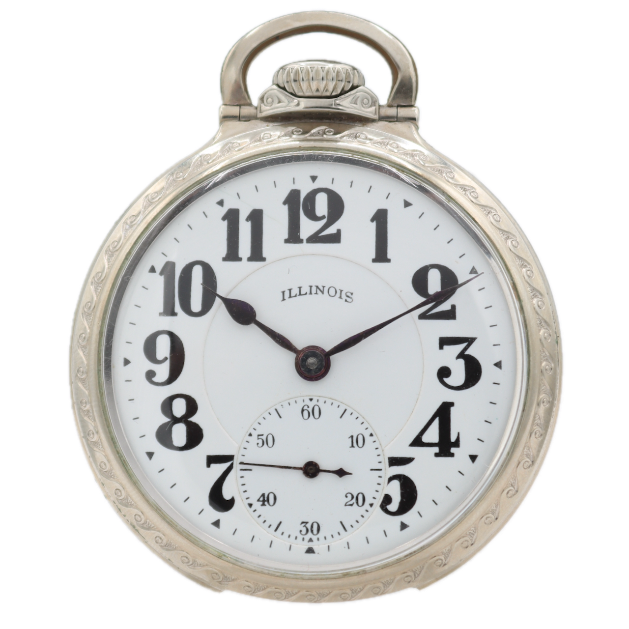 Antique 16s 1925 Illinois 14 21j Railroad Pocket Watch Bunn Special White GF