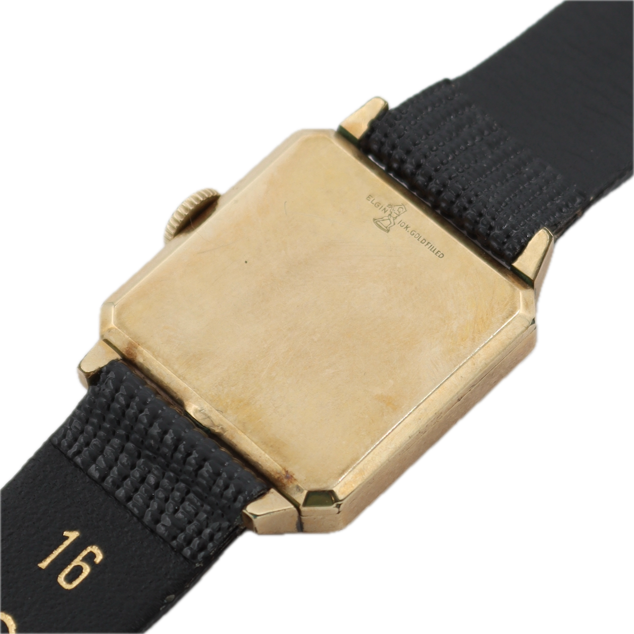 Vintage 25mm 1937 Elgin Gold Dial 7J Men's Mechanical Wristwatch 526 USA 10k GF