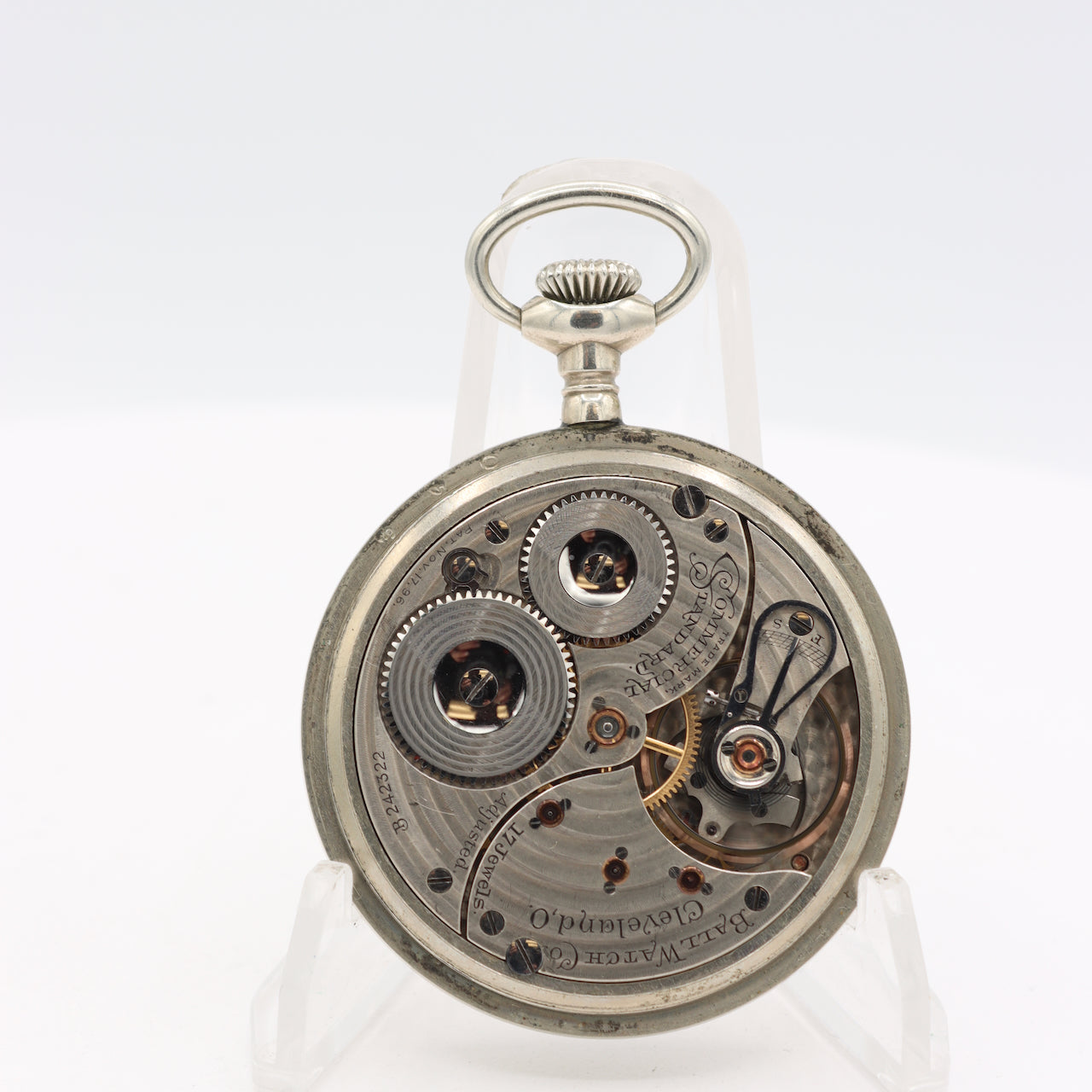 Antique 16s 1910 Ball 17 Jewel Pocket Watch Commercial Standard Silveroid