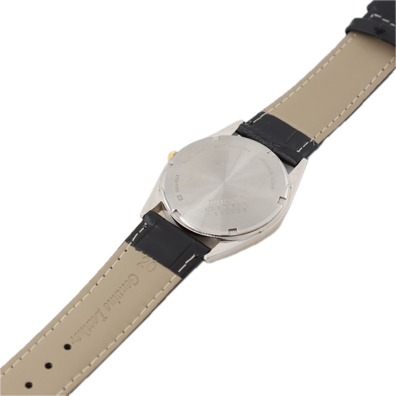 Vintage Pulsar V733-X066 Fluted Black Dial Men's Quartz Wristwatch Gold Tone