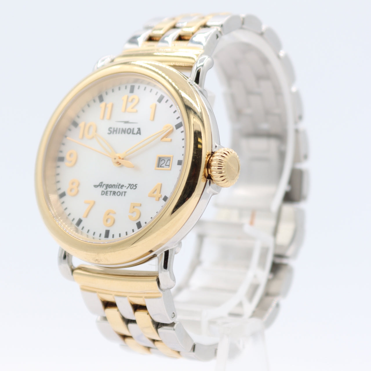 Vintage 36mm Shinola Runwell MOP Dial Men's Quartz Wristwatch Argonite-705