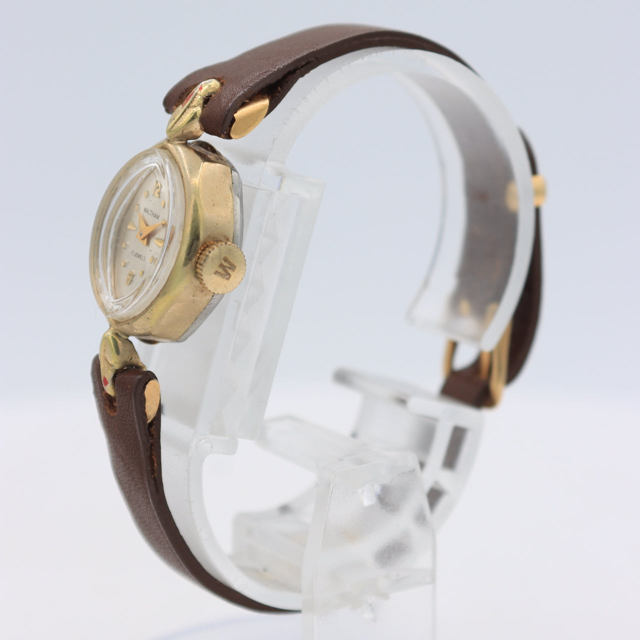 Vintage Waltham Faceted Cocktail Ladies Mechanical Wristwatch 89-21 Gold Tone