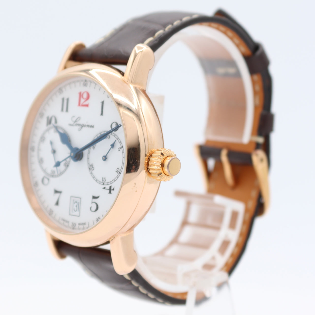 Longines L2.775.8.23.3 Heritage Men's Automatic Wristwatch 18k Gold Monopusher