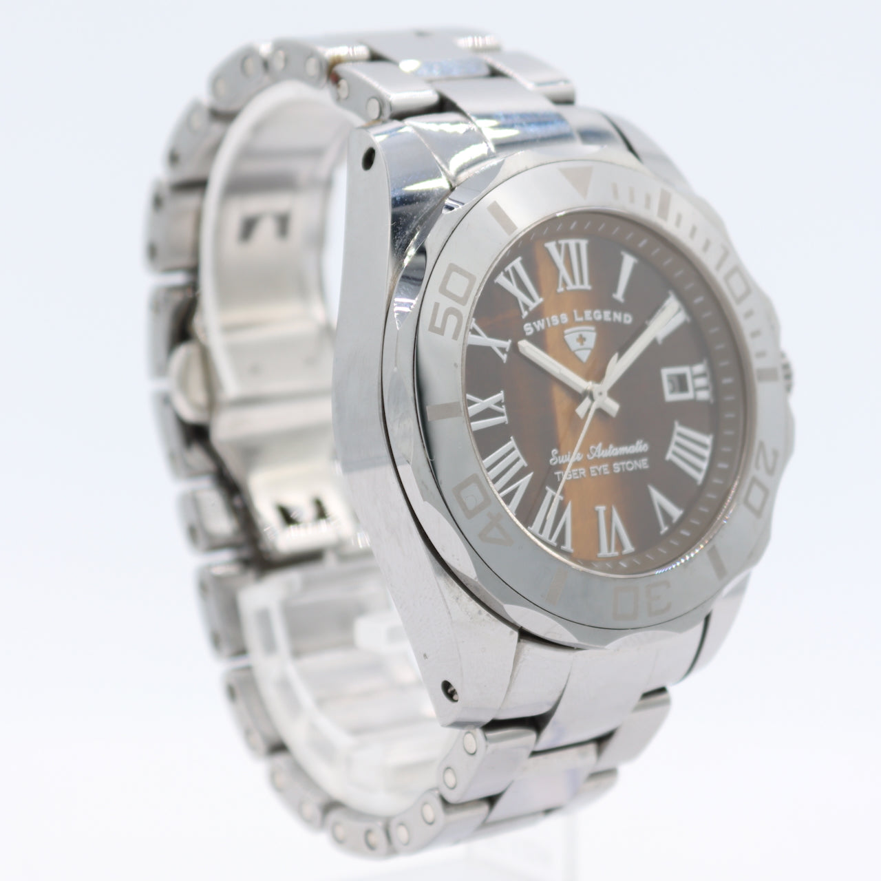 Swiss Legend 18010A-44 Tiger Eye Stone Men's Automatic Wristwatch Swiss Tungsten