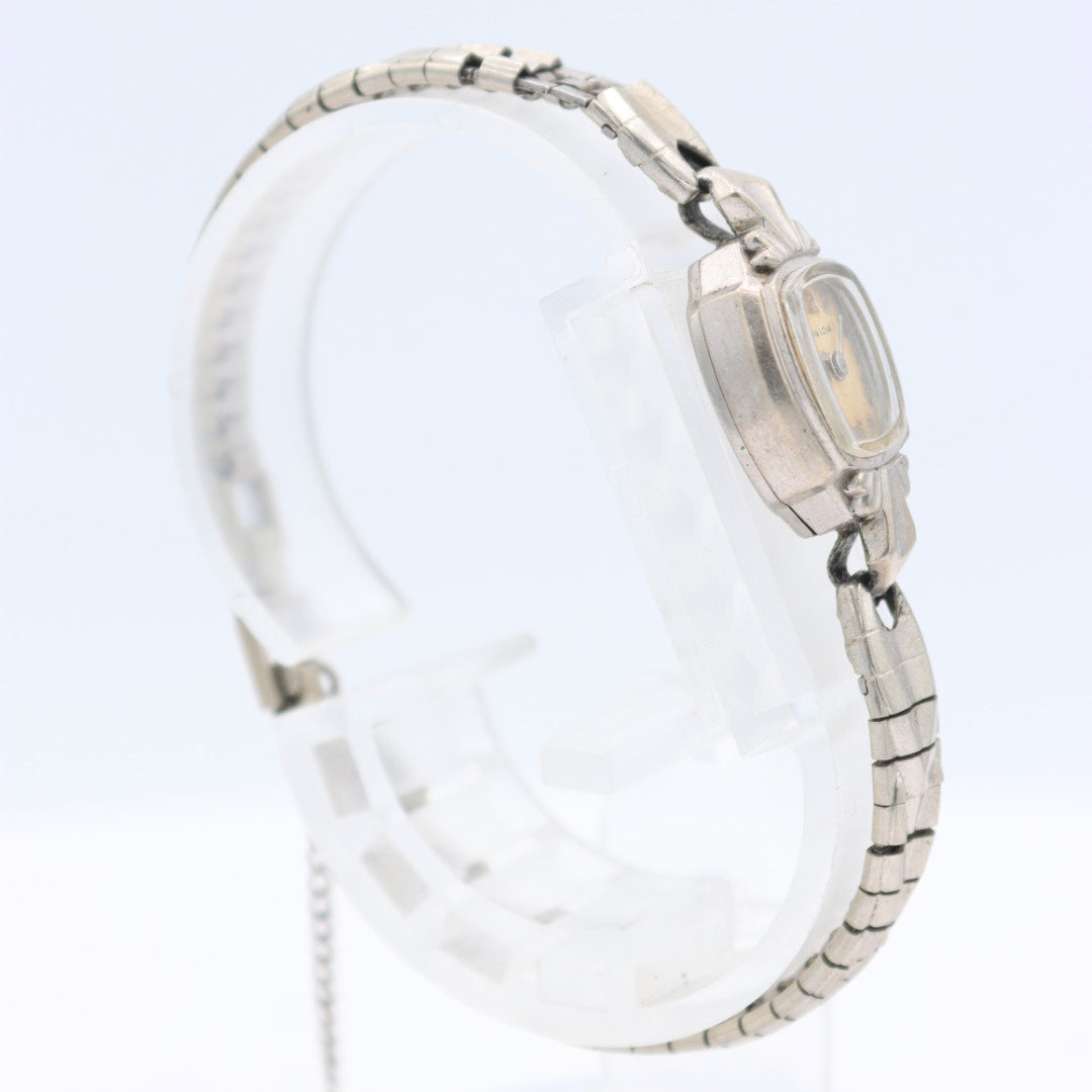 Vintage 1962 Bulova Cocktail Ladies Mechanical Wristwatch Steel & White 10k RGP