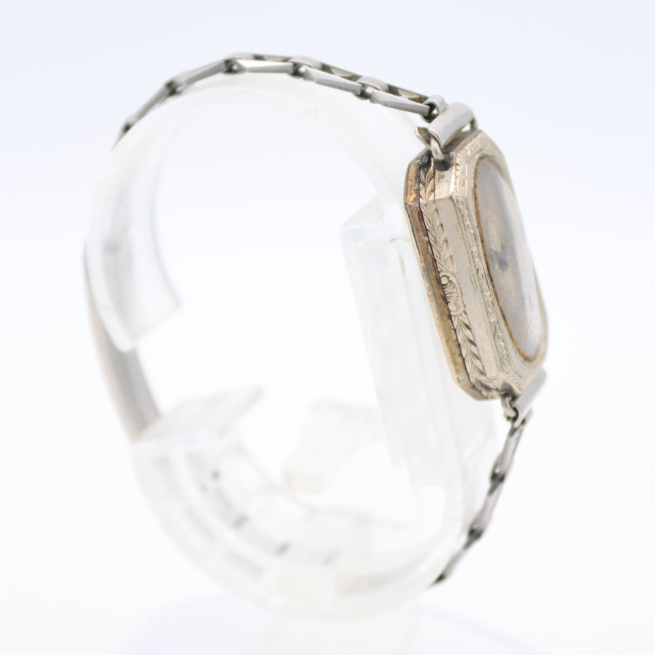 Vintage Gcering Art Deco Sapphire Ladies Mechanical Wristwatch 14k White RGP