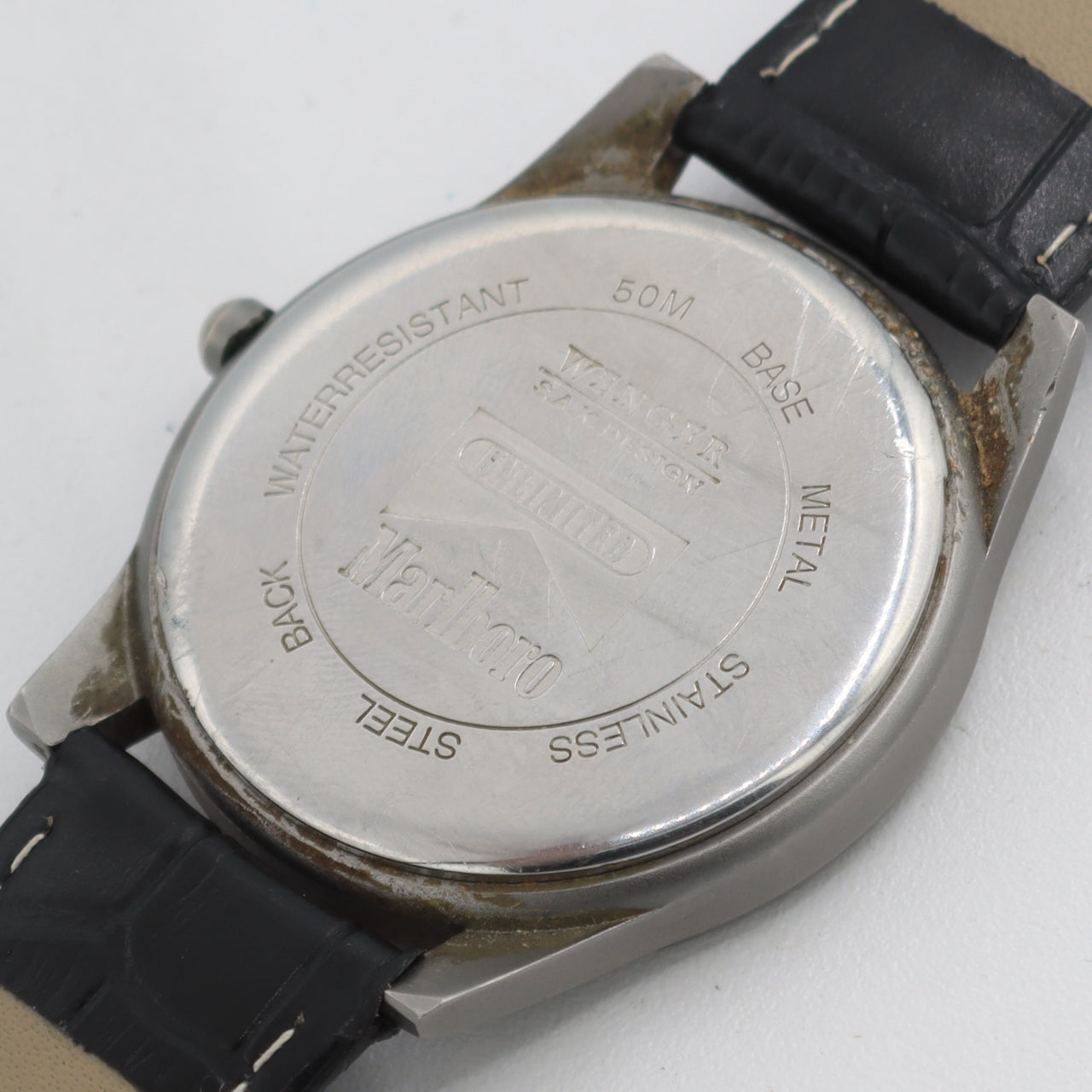 Vintage Wenger Marlboro Date Men's Quartz Wristwatch Swiss Steel & Chrome